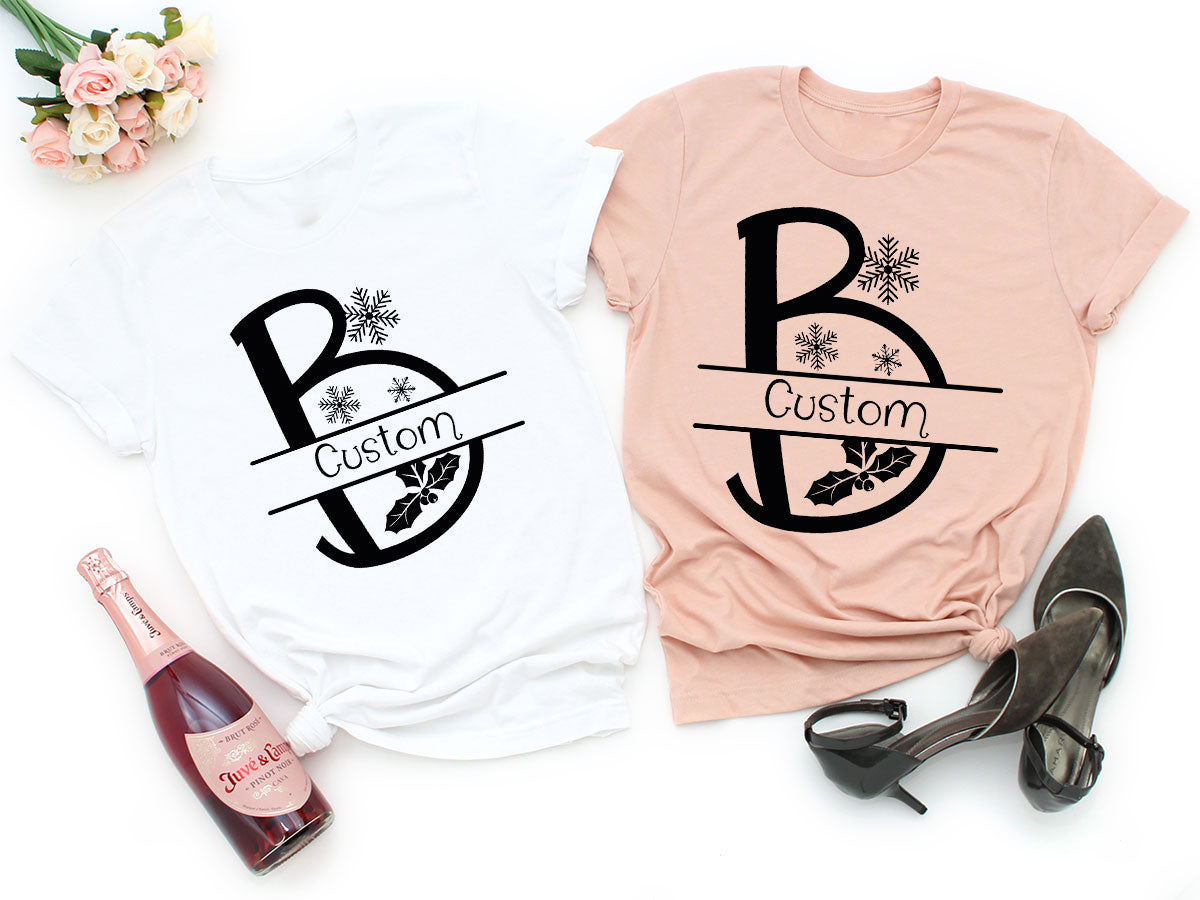 Custom Christmas T-Shirt, White Peach Design Shirt, Christmas Personalized Shirt
