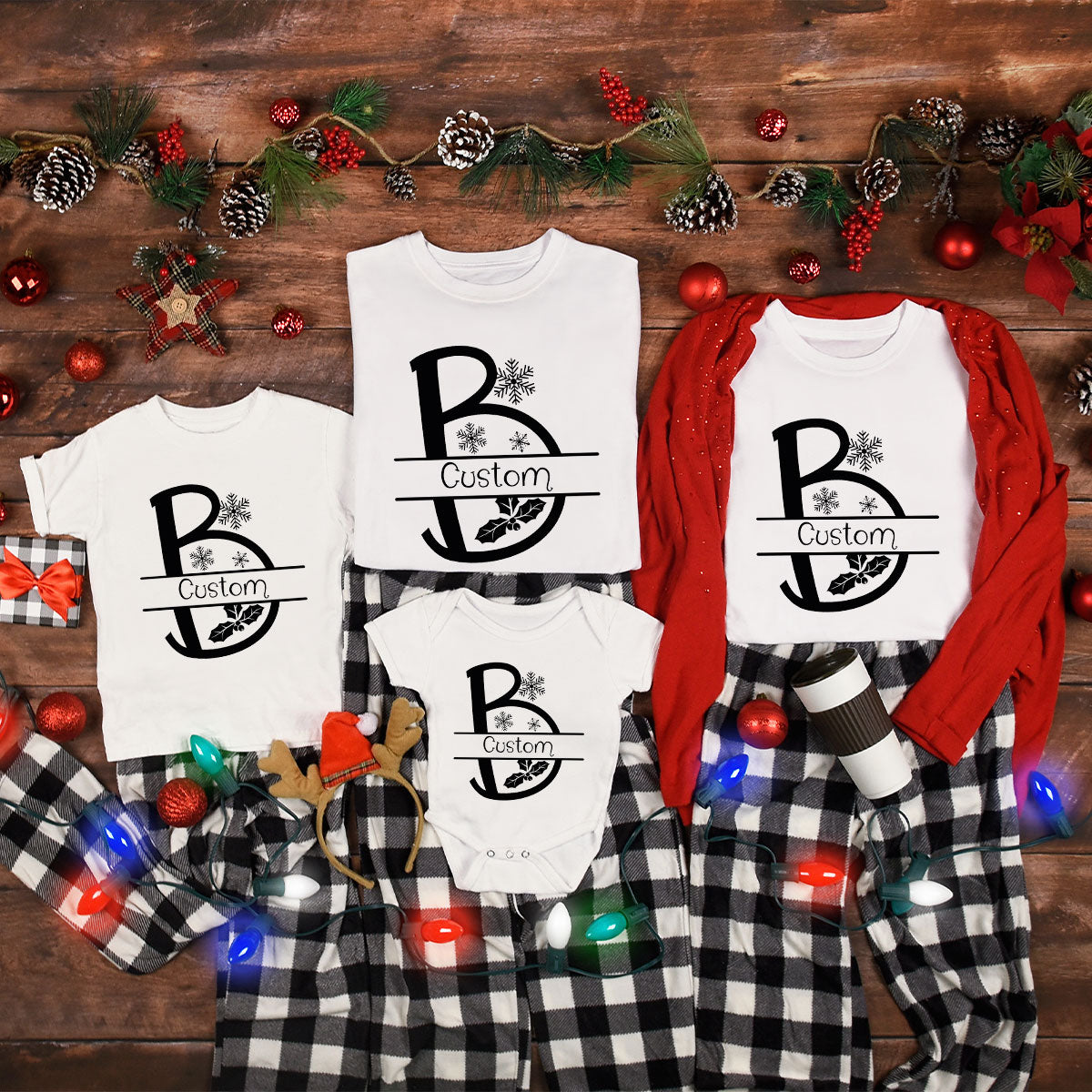 Custom Christmas T-Shirt, White Peach Design Shirt, Christmas Personalized Shirt