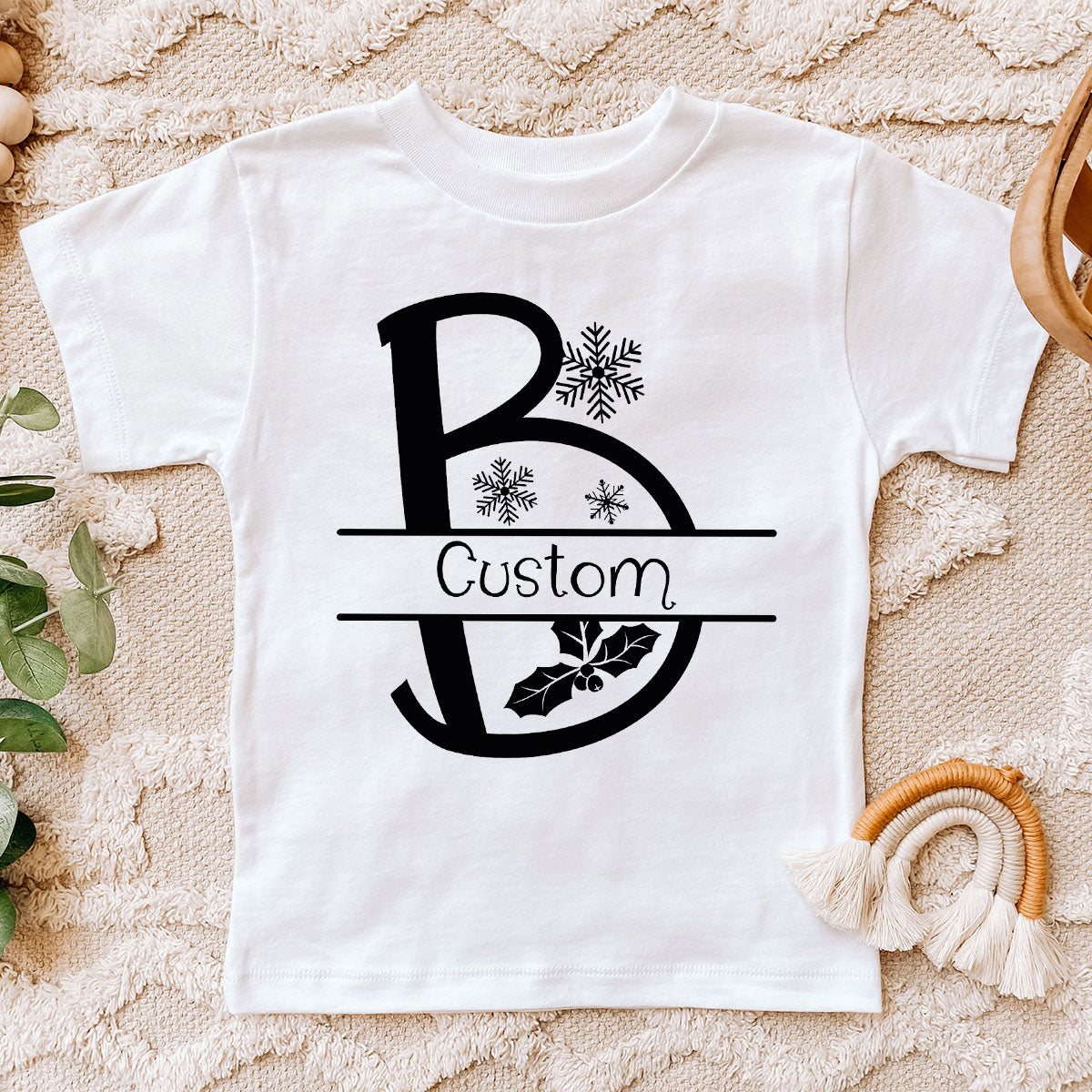 Custom Christmas T-Shirt, White Peach Design Shirt, Christmas Personalized Shirt