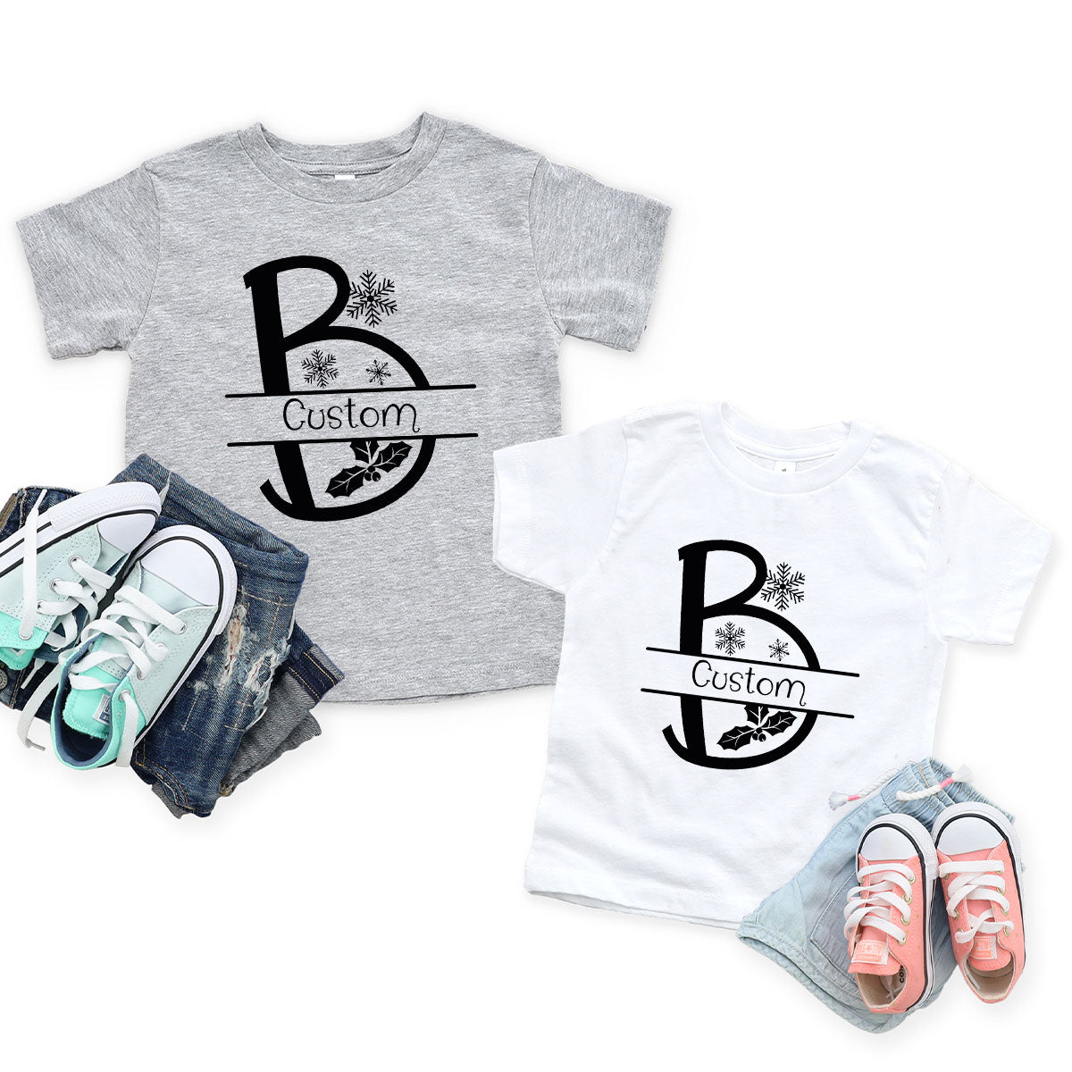Custom Christmas T-Shirt, White Peach Design Shirt, Christmas Personalized Shirt