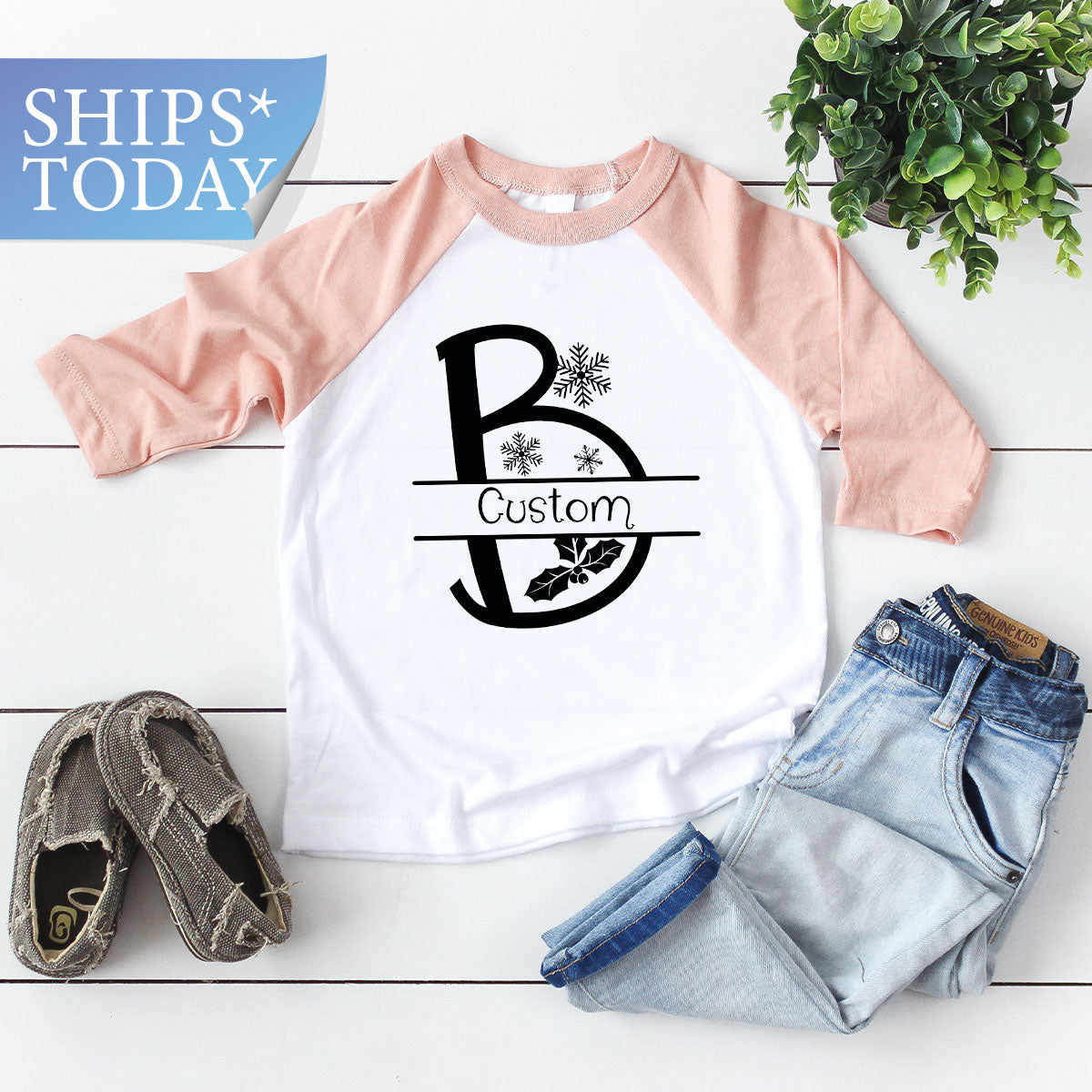Custom Christmas T-Shirt, White Peach Design Shirt, Christmas Personalized Shirt