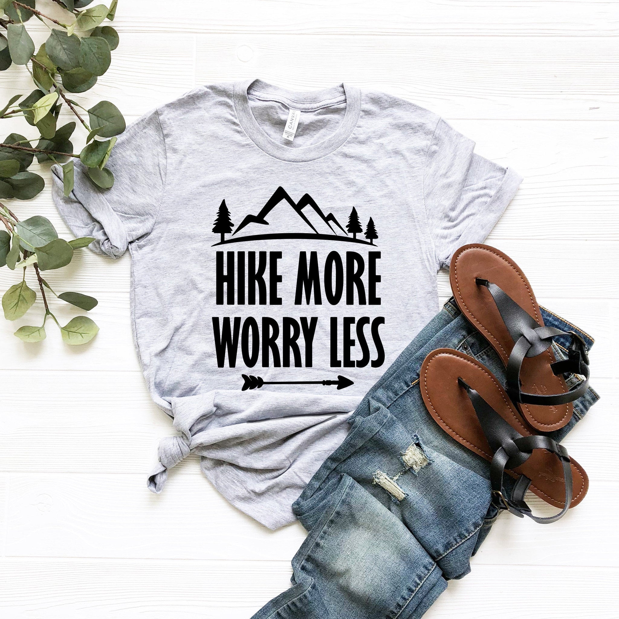 Hiking Shirt - Hike More Worry Less, Ladies' Unisex T-Shirt- adventure camping shirt, outdoors, wanderlust shirt, arrows, women's uni H875 - Fastdeliverytees.com