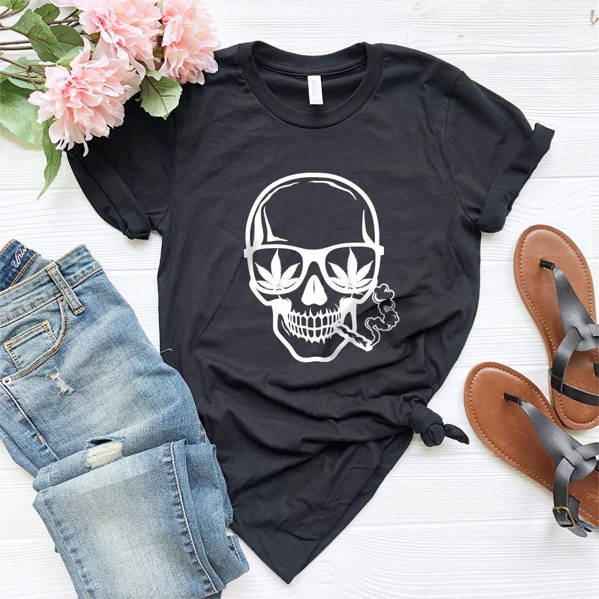 Skull Smoking Joint T-Shirt, Weed Shirt, Skull Smoking Weed Shirt, Funny Weed Tshirt, Marijuana Shirt, Stoner Shirt, Cannabis t Shir - Fastdeliverytees.com