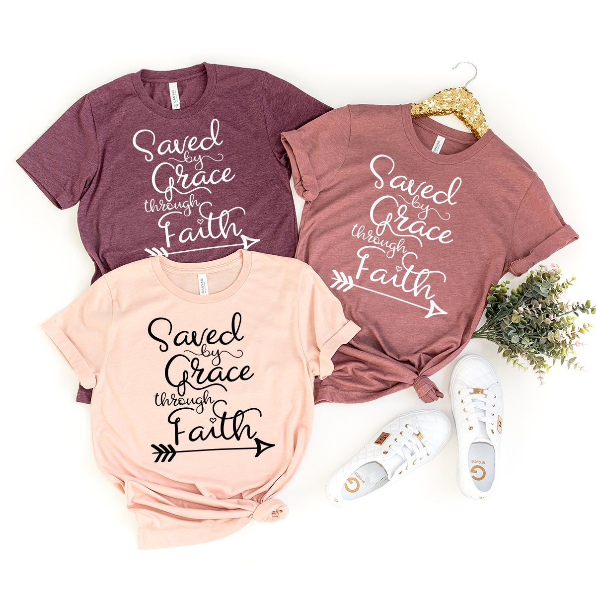 Saved By Grace Through Faith T-Shirt, Christian Tee, Religion Shirt, Religious T-Shirt, Religious Quote Shirt, Faith Shirt, Jesus Lover Tee - Fastdeliverytees.com