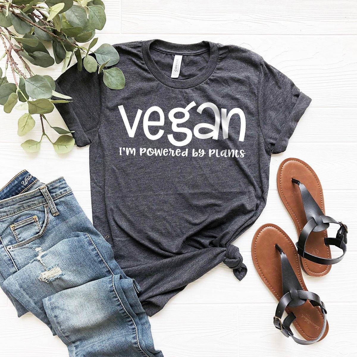 I'm Powered By Plants T-Shirt, Vegan Shirt, Vegetarian Shirt, Animal Activist Tee, Animal Rights Shirt, Animal Lover Shirt, Gift For Vegan - Fastdeliverytees.com