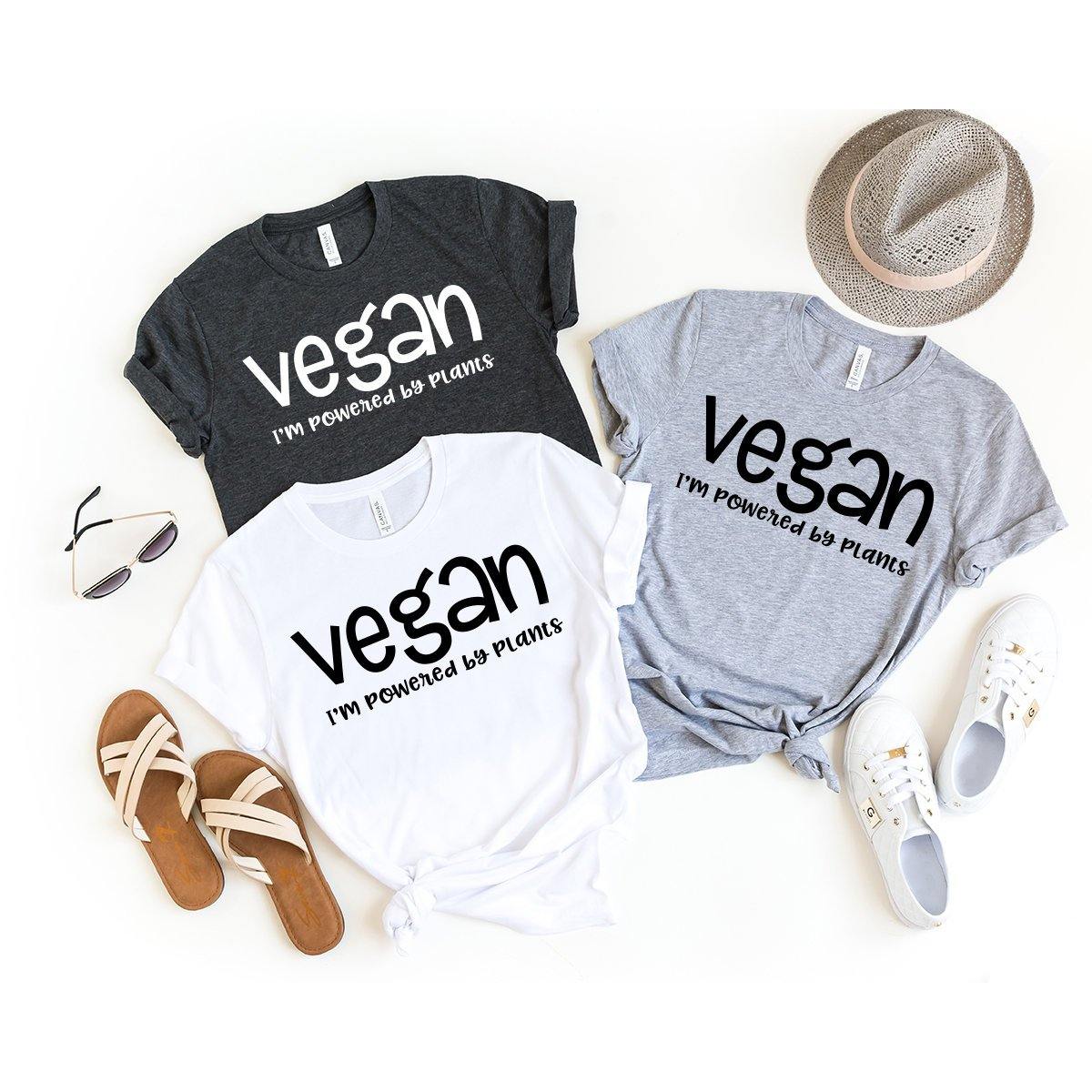 I'm Powered By Plants T-Shirt, Vegan Shirt, Vegetarian Shirt, Animal Activist Tee, Animal Rights Shirt, Animal Lover Shirt, Gift For Vegan - Fastdeliverytees.com