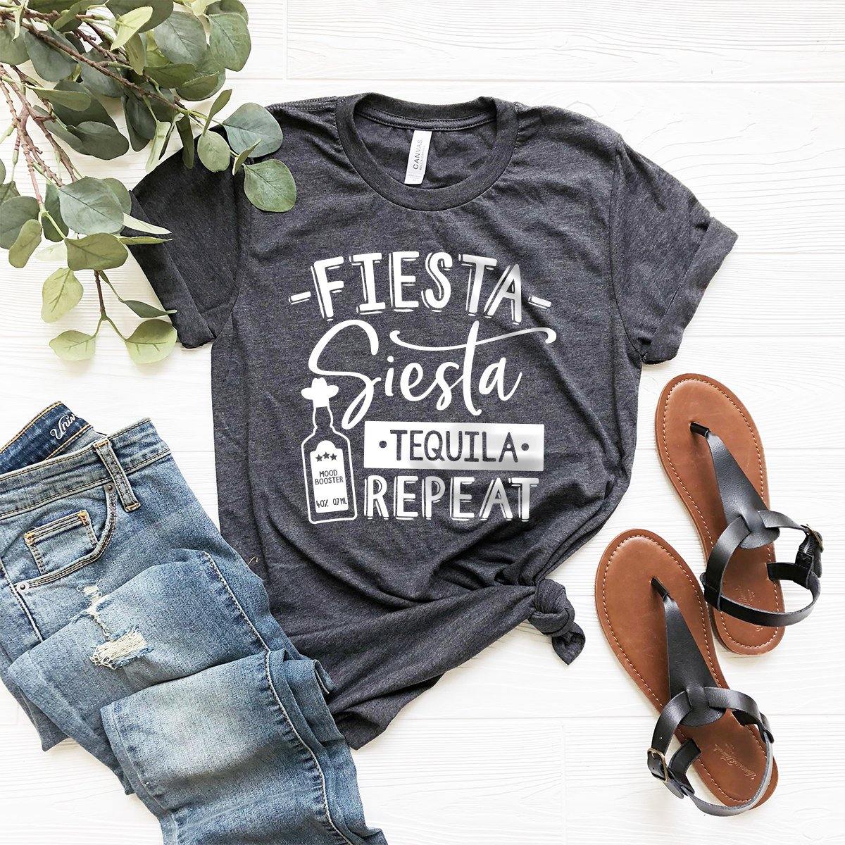 Tequila Shirt, Fiesta Siesta Tequila Repeat Shirt, Drinking Shirts, Drinking Friends Gift, Funny Drinking Shirt, Cinco De Mayo Shirt - Fastdeliverytees.com