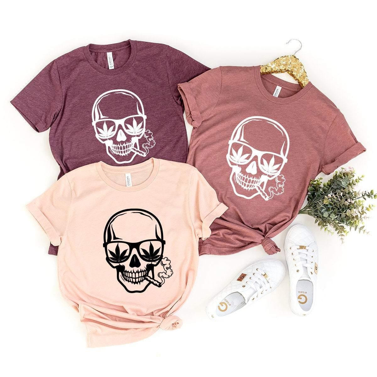 Skull Smoking Joint T-Shirt, Weed Shirt, Skull Smoking Weed Shirt, Funny Weed Tshirt, Marijuana Shirt, Stoner Shirt, Cannabis t Shir - Fastdeliverytees.com