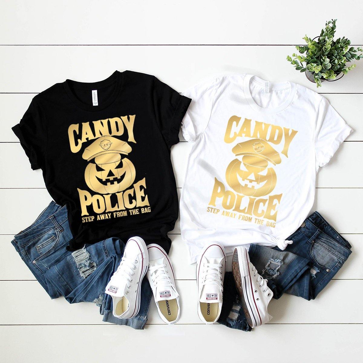 Candy Police Halloween T-Shirt, Funny Halloween Shirt, Fall Tshirt, Funny Pumpkin Shirt, Policeman Halloween Tee, Police Halloween Gift - Fastdeliverytees.com