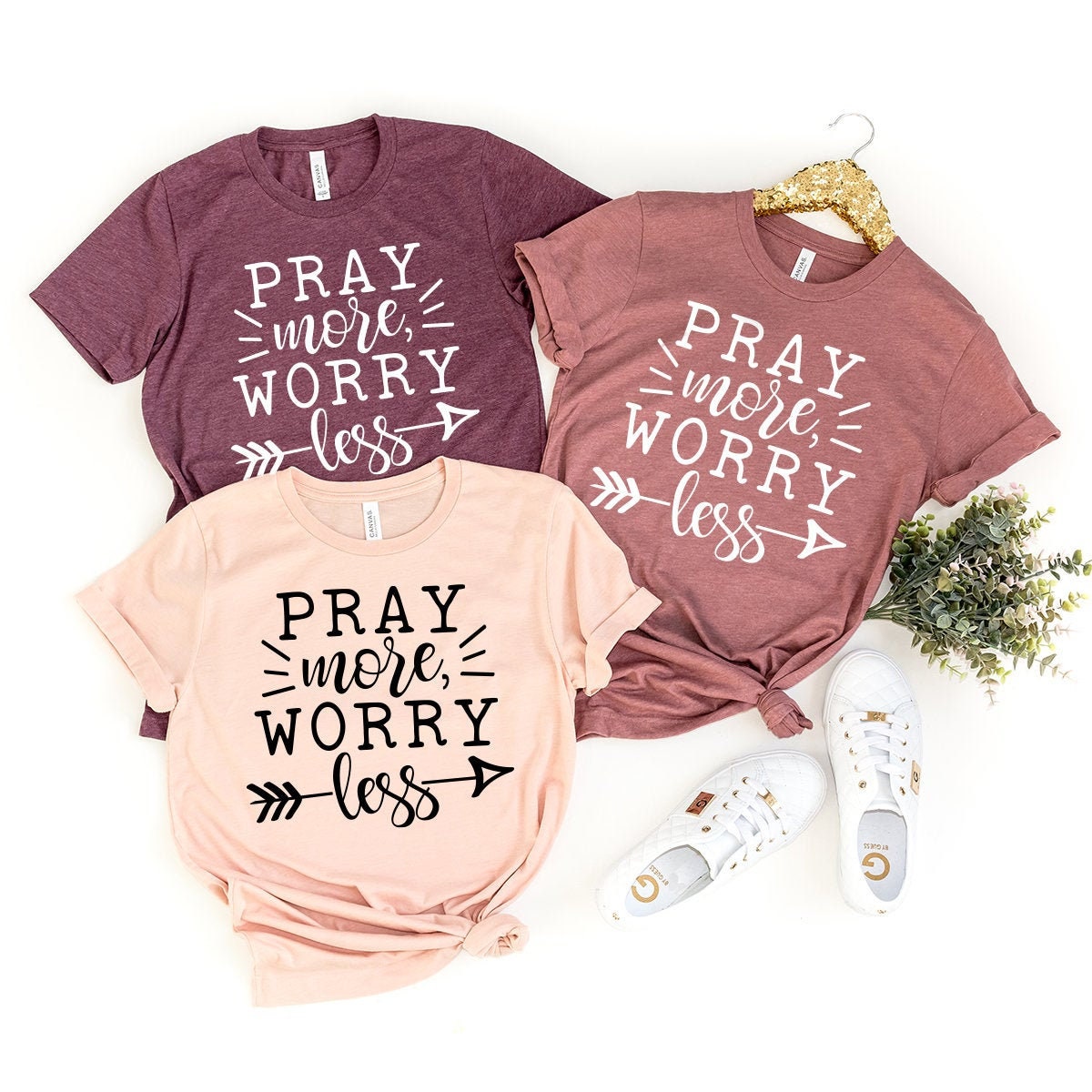 Pray More Worry Less Shirt, Jesus Shirt, Pray Shirt, Church Shirt, Prayer T-Shirt, Christian Shirt, Faith Shirt, Cute Christian Tee - Fastdeliverytees.com