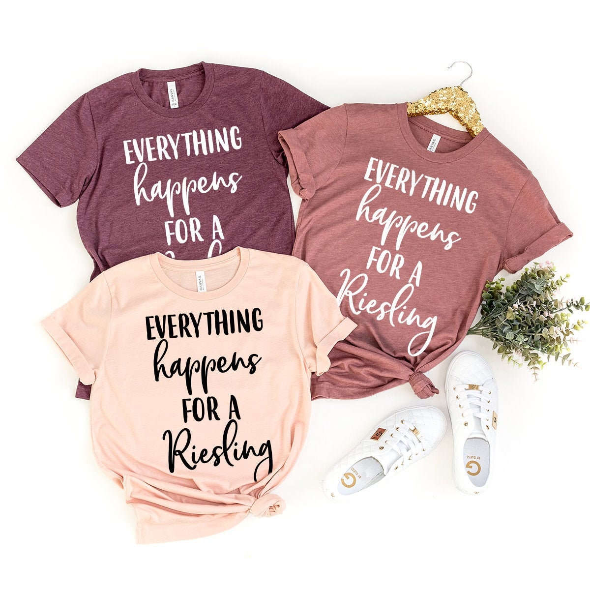 Wine Shirt, Everything Happens For A Riesling Shirt, Wine Lover Shirt, Wine Tee, Funny Wine Shirt, Drinking Shirt, Gift For Wine Lover - Fastdeliverytees.com