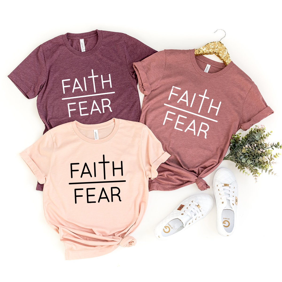 Faith Over Fear T-Shirt, Christian Shirt, Vertical Cross Shirt, Prayers Shirt, Inspirational Christian Tee, Religious Shirt - Fastdeliverytees.com