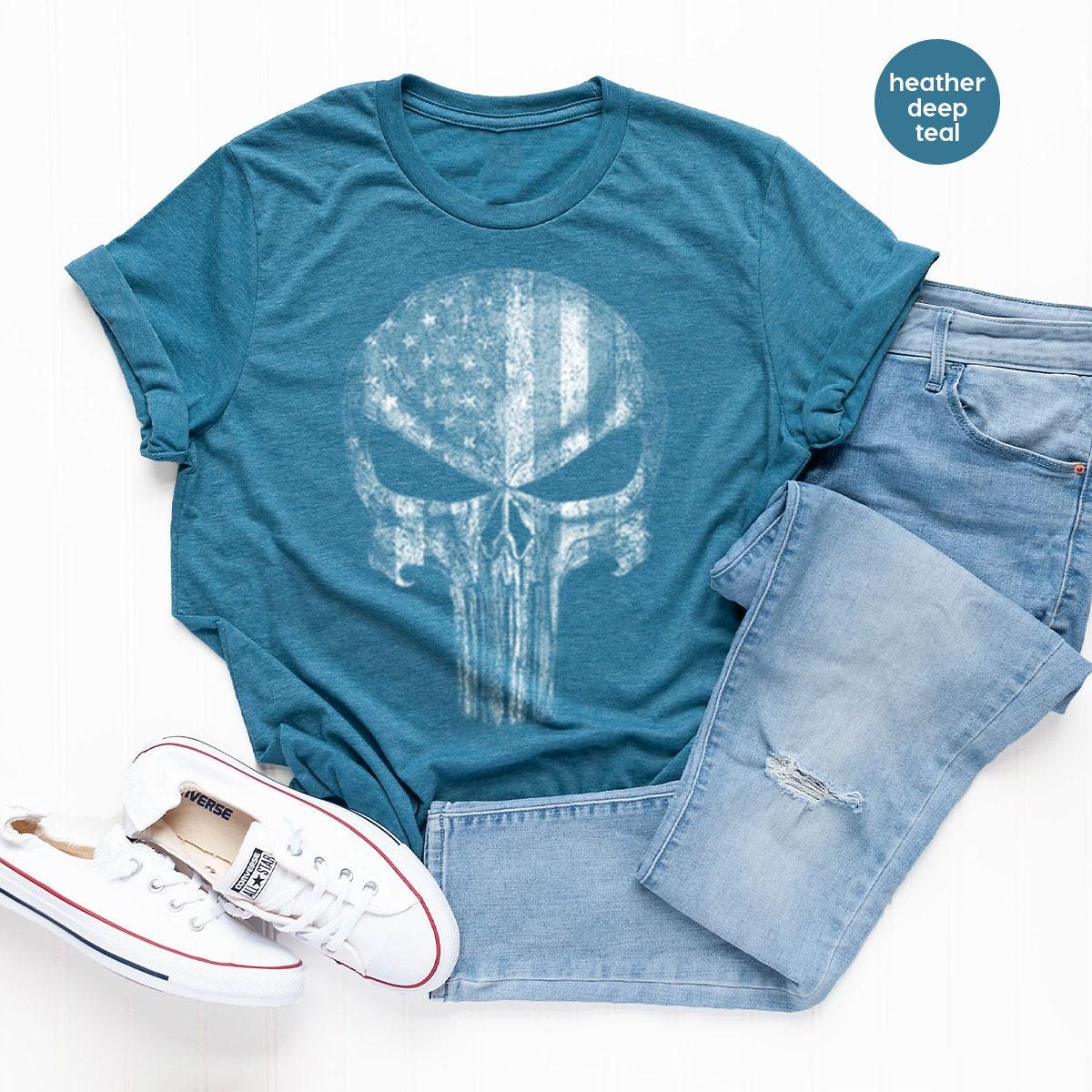 American Flag Skull Shirt, USA Flag T Shirt, Patriotic Shirt, 4th Of July Shirt, Military Veteran Shirt, Usa Army TShirt, Fourth of July Tee - Fastdeliverytees.com