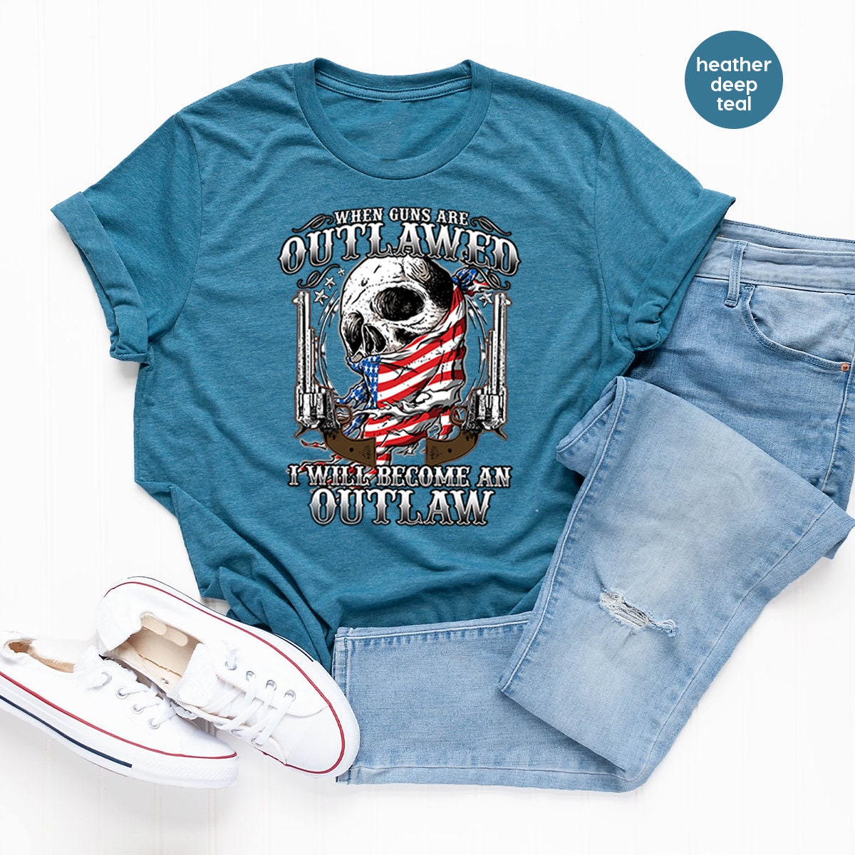 Gun T Shirt,Funny Quote Shirt,When Gun Is Outlawed I Will Become An Shirt,Shirt With Sayings,Gun Rights Shirt,Skulls With Gun Shirt - Fastdeliverytees.com