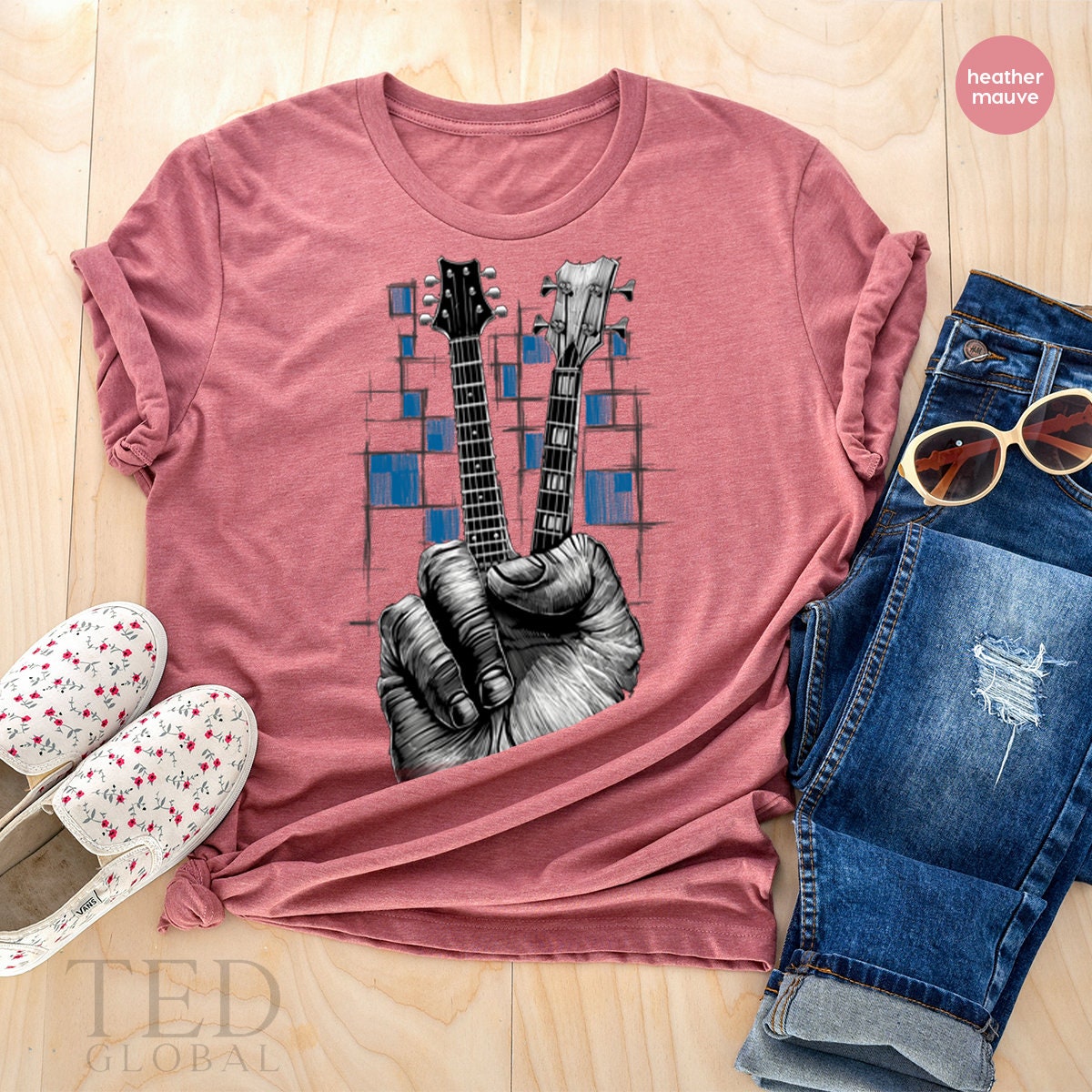 Band T Shirt, Guitarists Shirt, Peace Sign Shirt, Hand Peace Sign Shirt, Guitar T Shirt, Musicians Shirt, Music Lovers  T Shirt - Fastdeliverytees.com