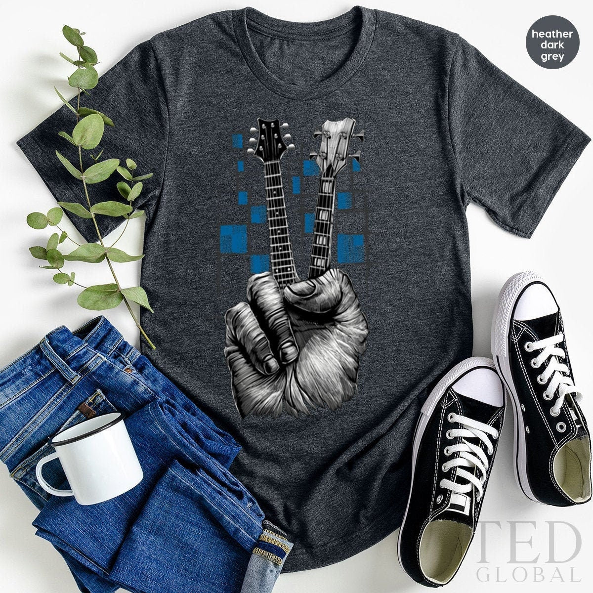 Band T Shirt, Guitarists Shirt, Peace Sign Shirt, Hand Peace Sign Shirt, Guitar T Shirt, Musicians Shirt, Music Lovers  T Shirt - Fastdeliverytees.com