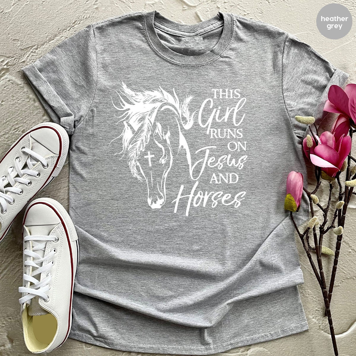 Christian T-Shirt, This Girl Runs On Jesus And Horses Shirt, Horse Lover Shirt, Spiritual Shirt, Farmer Girl Shirt, Religious T Shirt - Fastdeliverytees.com