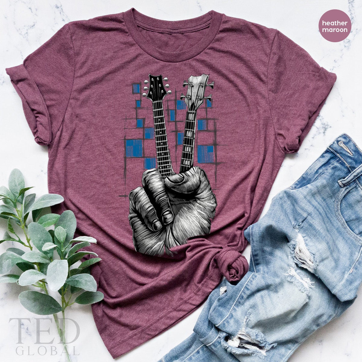 Band T Shirt, Guitarists Shirt, Peace Sign Shirt, Hand Peace Sign Shirt, Guitar T Shirt, Musicians Shirt, Music Lovers  T Shirt - Fastdeliverytees.com