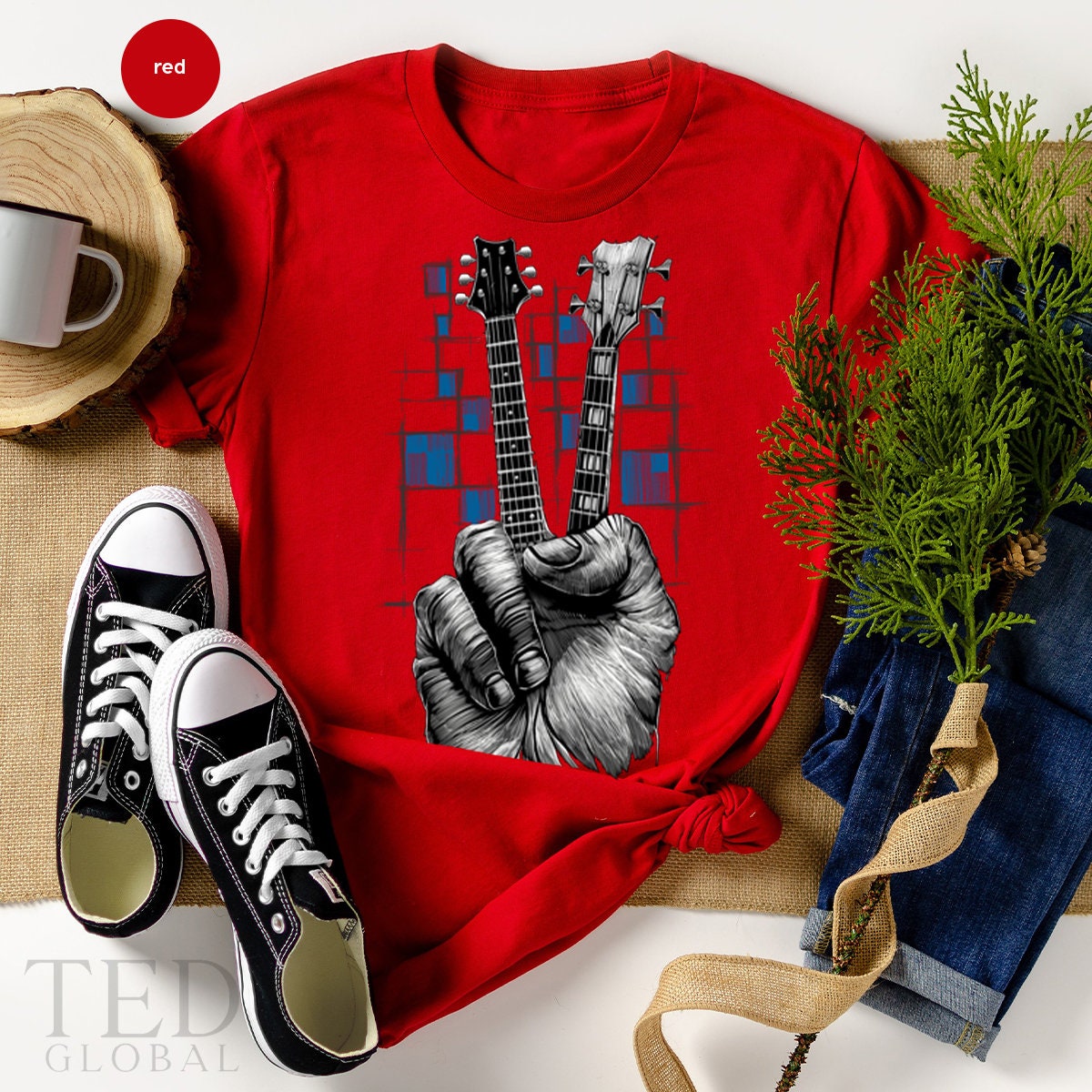 Band T Shirt, Guitarists Shirt, Peace Sign Shirt, Hand Peace Sign Shirt, Guitar T Shirt, Musicians Shirt, Music Lovers  T Shirt - Fastdeliverytees.com