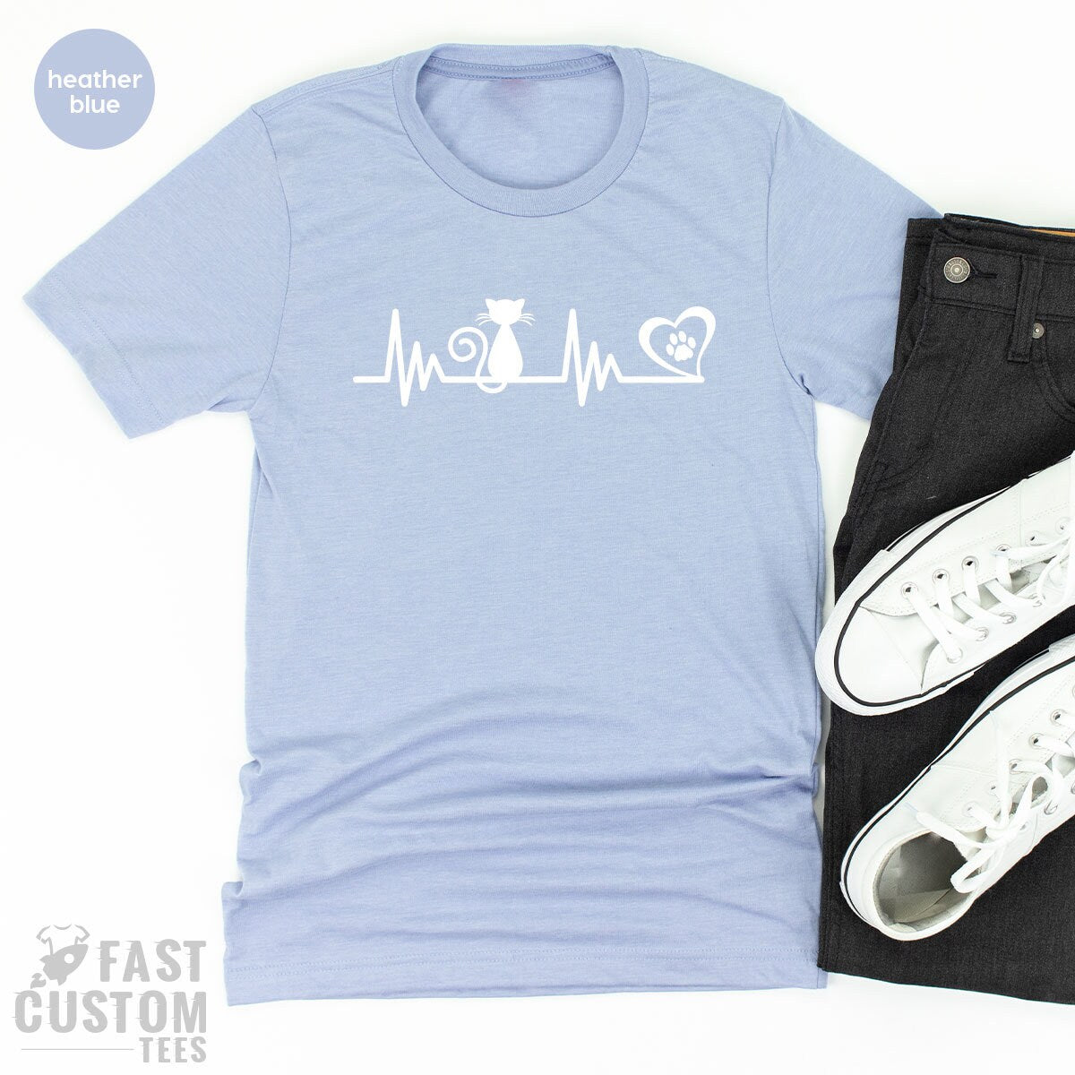 Cat Mom TShirt, Cat Mama Shirt, Cat TShirts, Heartbeat Cat Shirt, Fur Mama Shirt, Gift For Cat Mom, Cute Cat Shirt, Shirt For Cat Mama - Fastdeliverytees.com