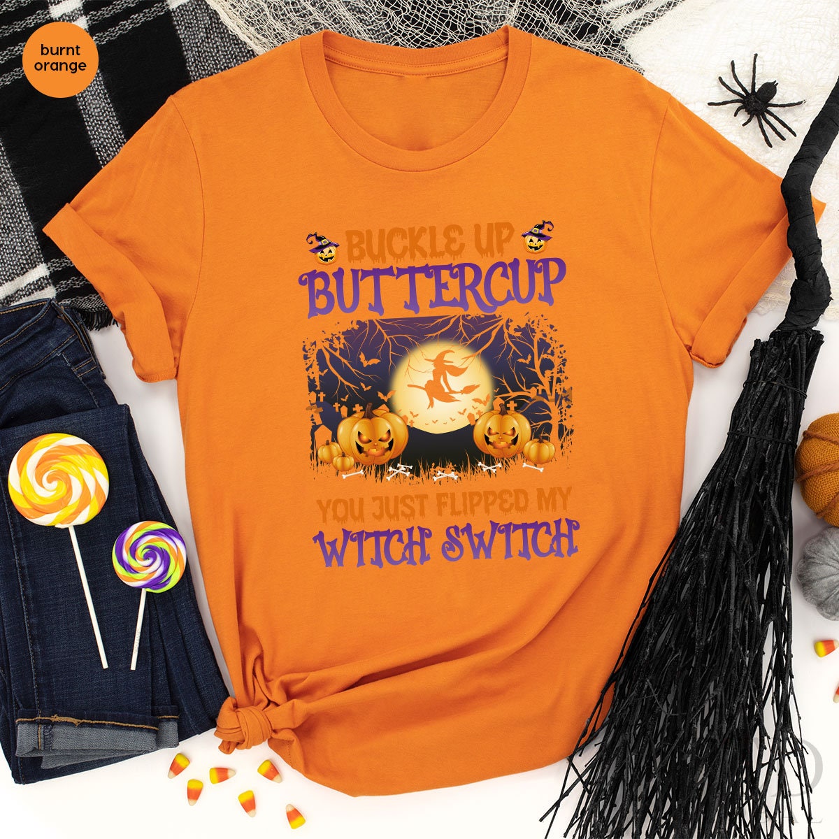 Halloween Shirt, Witch Switch T Shirt, Halloween Party Shirt, Buckle Up Buttercup Shirts, Fall Tee, Cute Pumpkin T-Shirt, Gift For Halloween - Fastdeliverytees.com