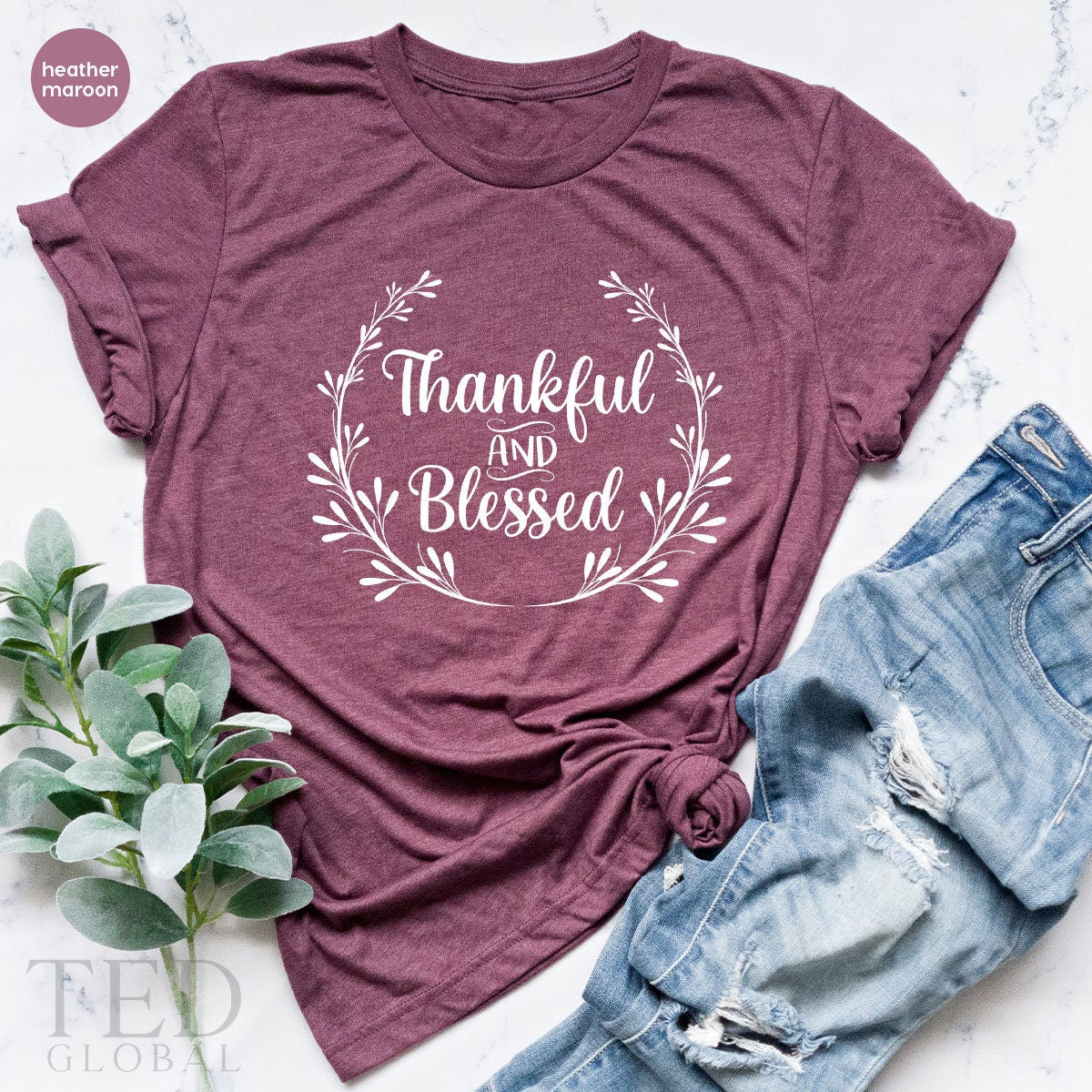 Cute Floral Thankful And Blessed T-Shirt, Funny Fall T Shirt, Thanksgiving Shirts, Autumn Shirt, Family Fall TShirt, Gift For Thanksgiving - Fastdeliverytees.com