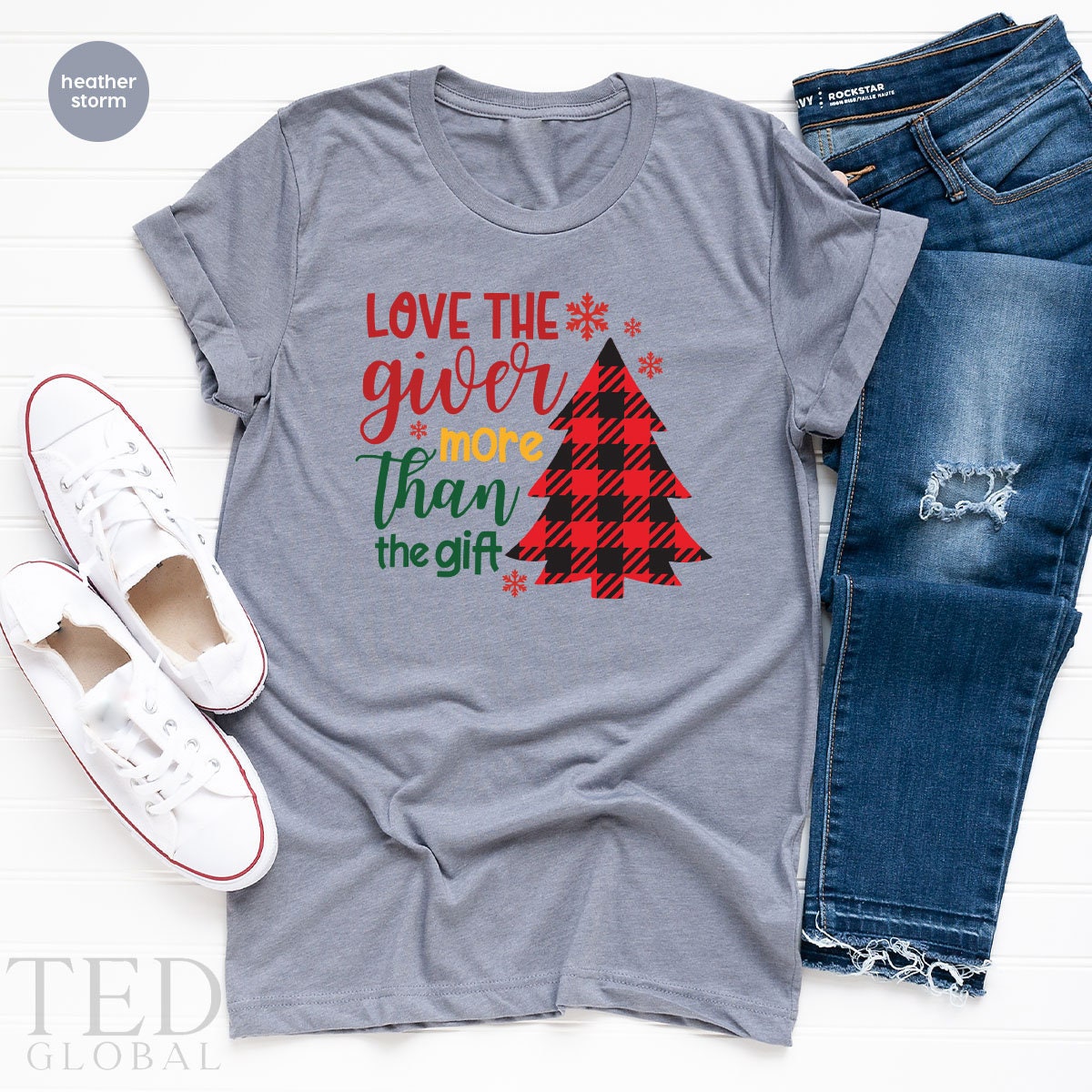 Cute Pajamas Christmas Tree T-Shirt, Love The Giver More Than The Gift T Shirt, Family Christmas Shirts, Holiday Shirt, Gift For Christmas - Fastdeliverytees.com