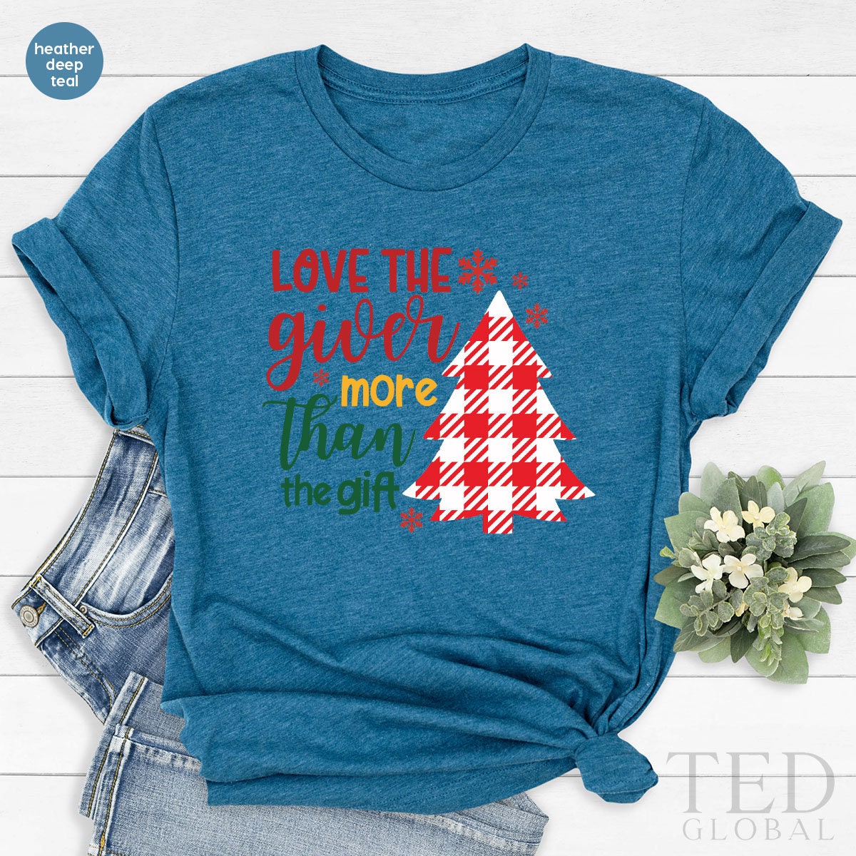 Cute Pajamas Christmas Tree T-Shirt, Love The Giver More Than The Gift T Shirt, Family Christmas Shirts, Holiday Shirt, Gift For Christmas - Fastdeliverytees.com